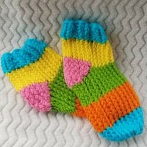 Slipper Socks (Rainbow), Handcrafted NWOT